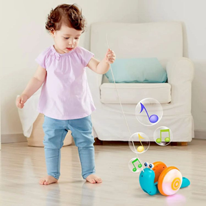 حلزون موزیکال طناب دار آبی pull - along snail toy -اسباب بازی